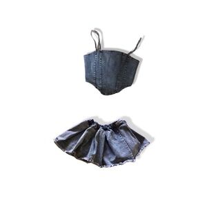 Concert Blue Denim Bustier and Skirt Set